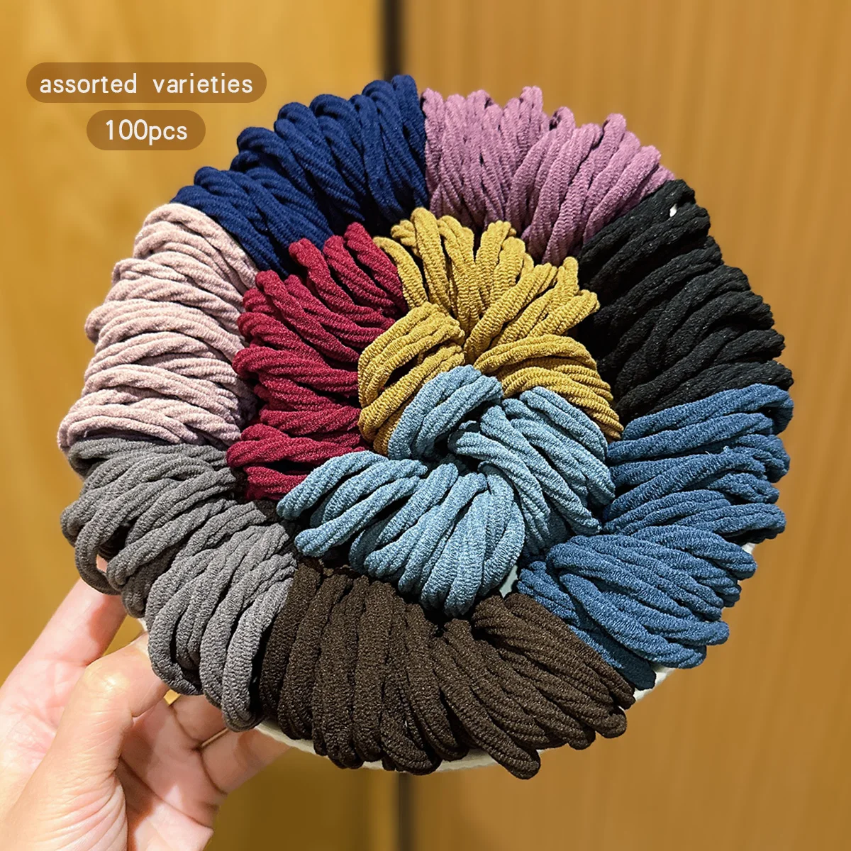 100 randomly selected colors, high elasticity, durable headband, basic style, rubber band, suitable for daily use hair accessori