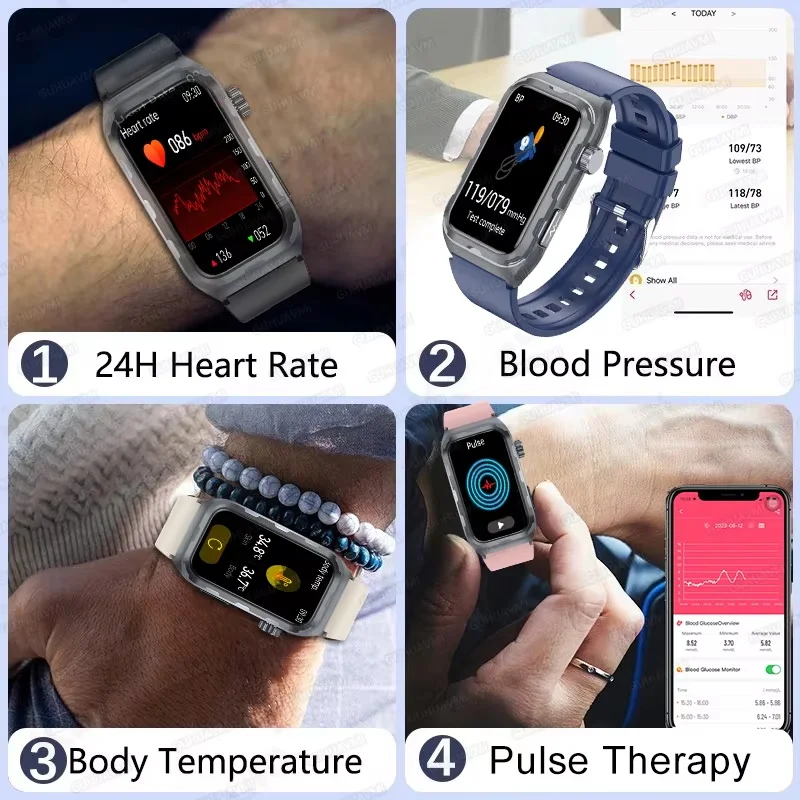 2025NEW ECG + PPG Pulse therap Micro Esame Fittiico Smartwatch Pressione Sanguigna lipido Diagnosti AI Monitoraggio Smart Bracele