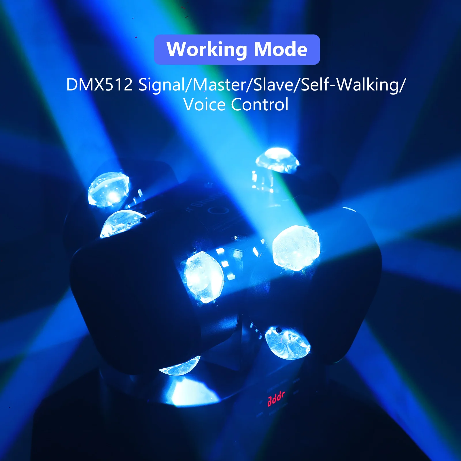 LED Moving Head Light 4 Head Beam กังหันลม DMX512 ควบคุมเสียง 200W RGBW สําหรับ DJ Disco คาราโอเกะ Dance Hall KTV Disco Bar