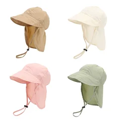 New Summer Toddler Sun Hat with Shawl Soft Brim Quick Dry Outdoor Activities Cap for 1-3Y Boys and Girls Beach UV Protection Hat