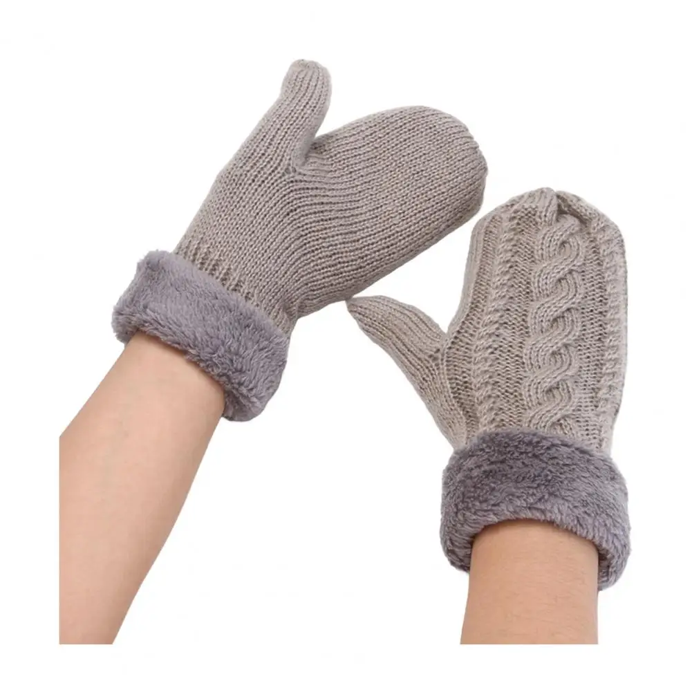 Warm Winter Gloves Warm Cozy Unisex Winter Mittens for Weather Activities Double-layer Twisted Texture Plush Knitted for Driving