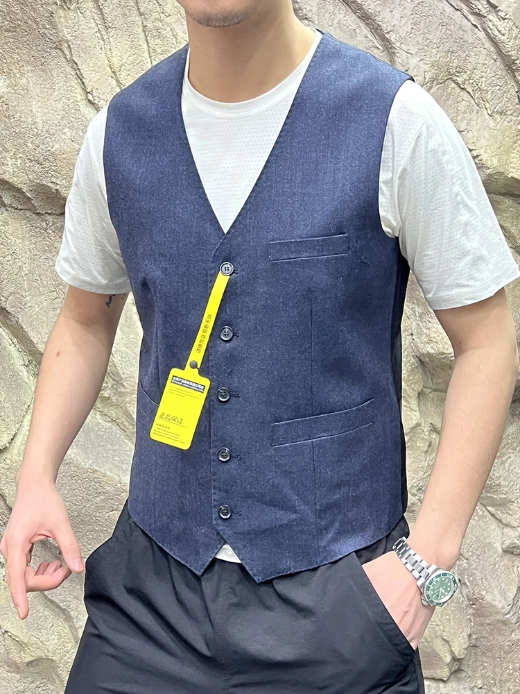 00% الصوف مريحة للتنفس الرجال سترة تنوعا الخريف الشتاء Busin عادية V-Ne زر واحد الوقوف صالح لون نقي