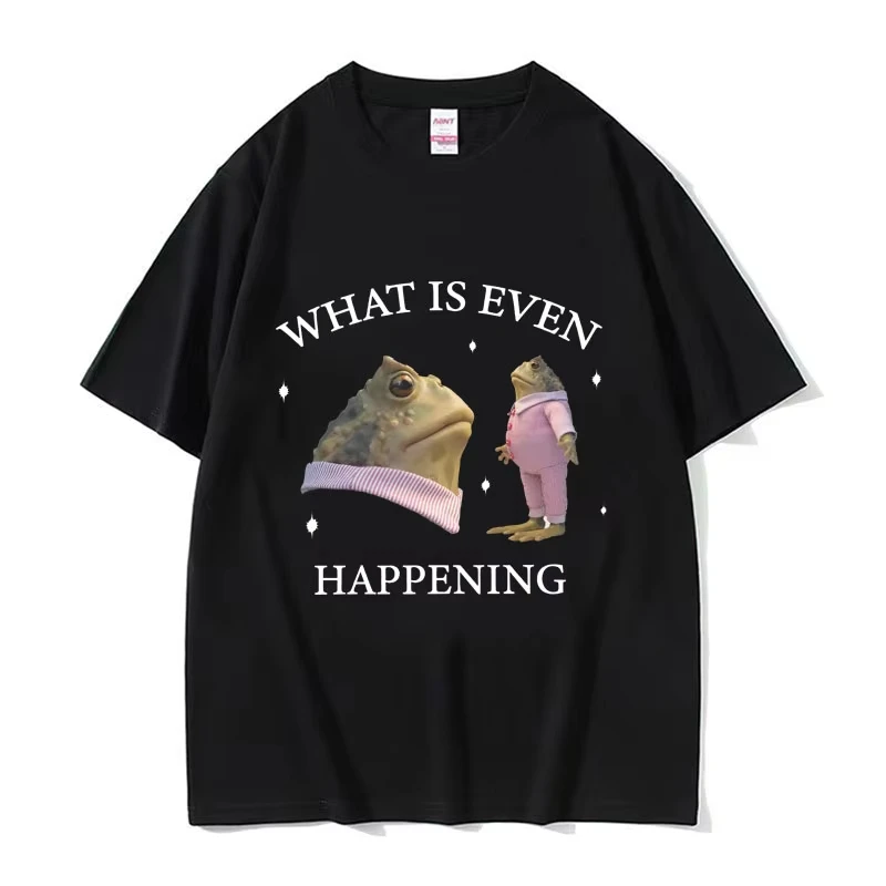 

Men Clothing T-shirt What Is Even Happening Funny Frog Meme T-Shirts Men Women Fashion Casual Short Sleeve T Shirt Oversized Y2K