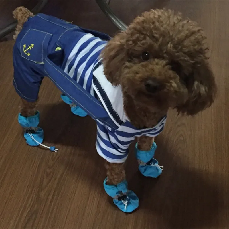 Livre o navio 4 pçs à prova dwaterproof água sapatos de cão de estimação anti-deslizamento chuva neve bota calçado grosso quente para pequenos gatos