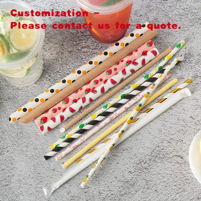 

Custom.LOKYO Одноразовая биоразлагаемая соломинка для чая с пузырьками, бумажная соломинка, устойчивая для питья