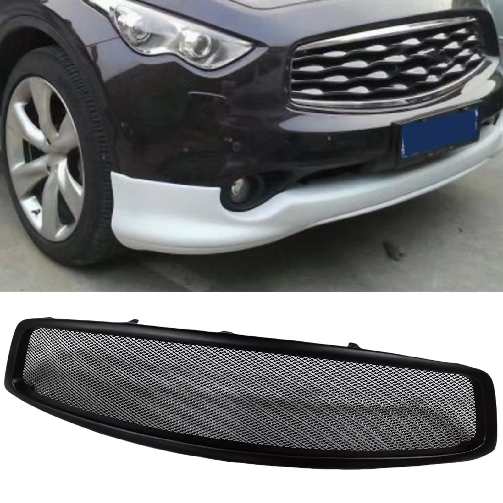 Front Racing Grille Upper Hood Mesh Grid For Infiniti Fx35 Fx37 Fx50 2009-2011