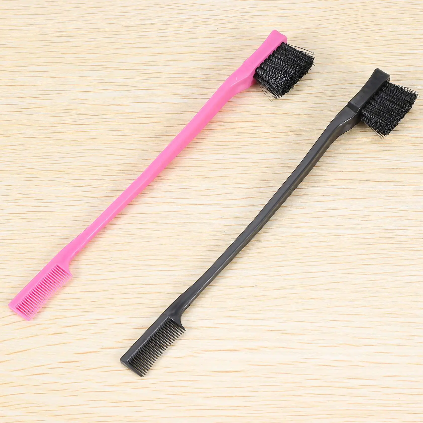 M04K Double Sided Edge Control Hair Brush Comb Combo Pack 2 Pieces Pink And Black view 5