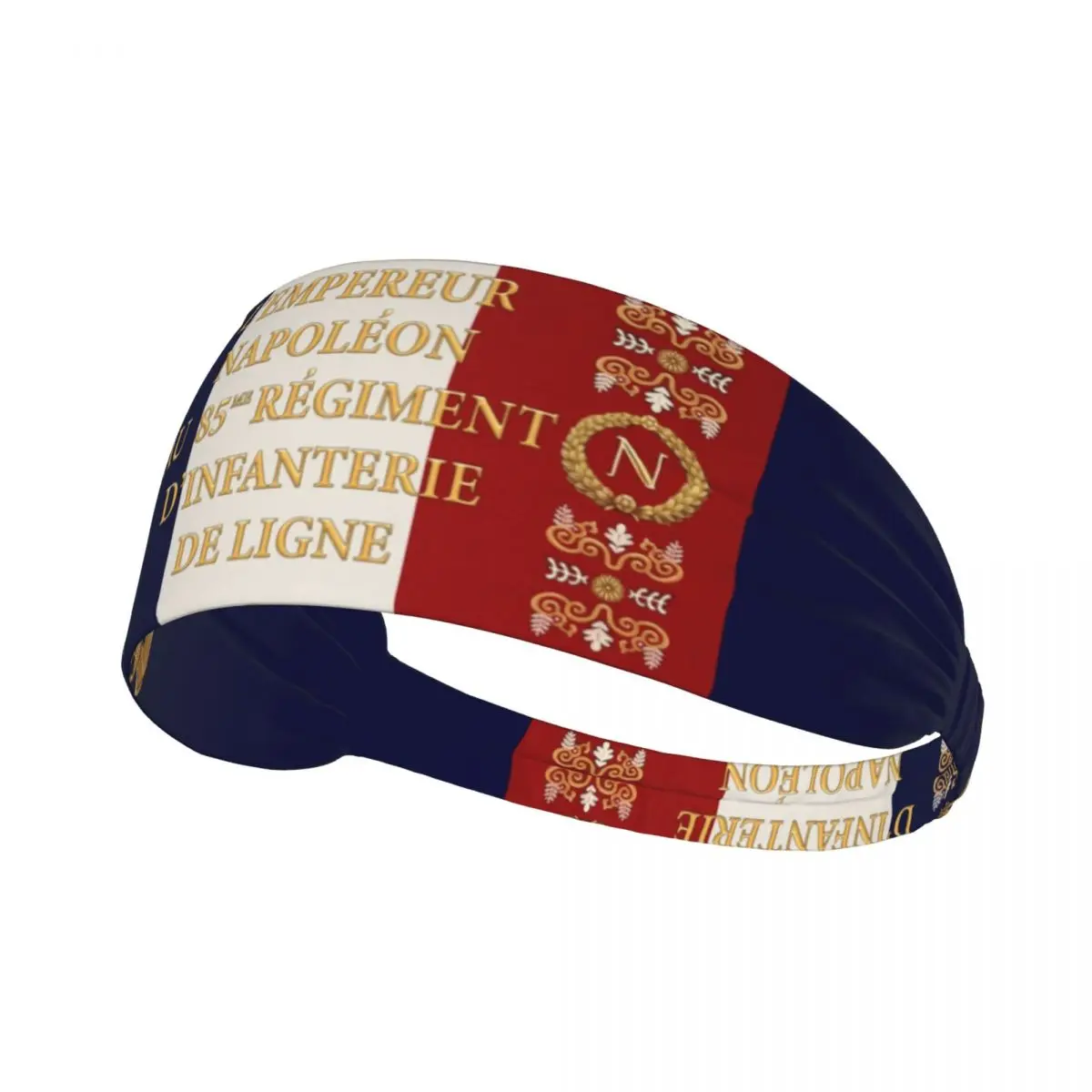 Custom Napoleonic French 85th Regimental Flag REMASTERED Sweatband Women Men Moisture Wicking Gym Headband for Cycling