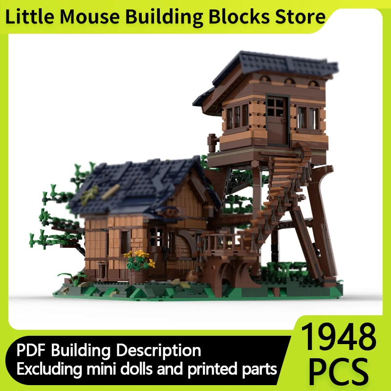 

Medieval Castle Model MOC Building Bricks Forest Lookout House Modular Technology Gifts Holiday Assemble Children Toys Suit