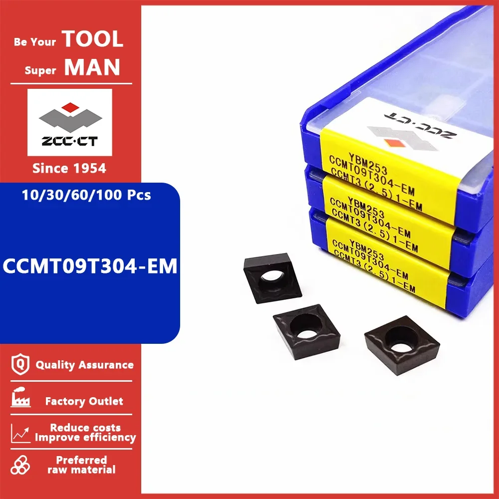 

ZCC Original Genuine CCMT09T304-EM External Turning Tools, Carbide Insert, CCMT 09T304 EM Lathe Cutter Tool