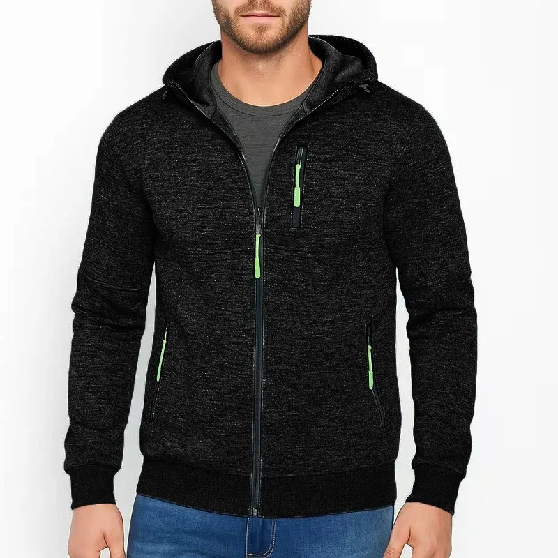 Men's Autumn Sports Fitness Jacket Casual Hooded Sweatshirt Baseball Jackets Contrast Color  Zipper Desigan Fashion Outwear