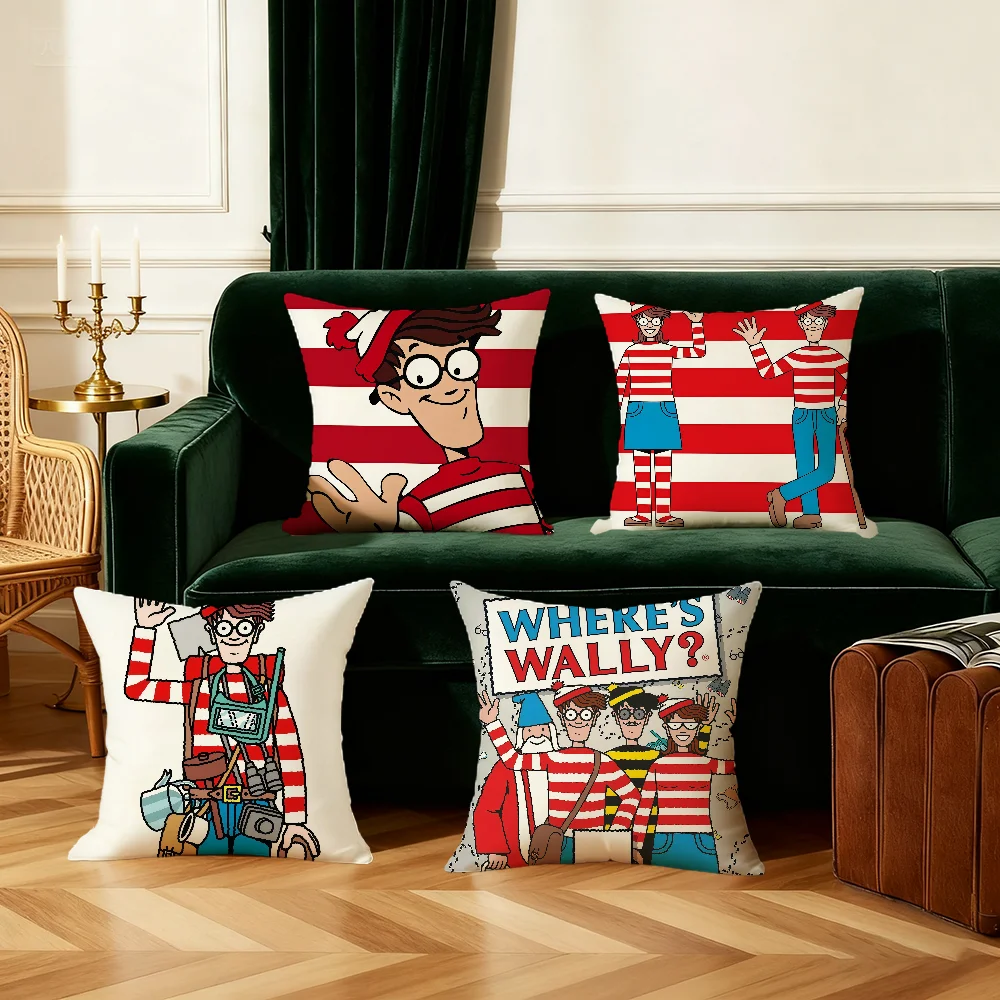 W-Wheres W-WallyS Waldo World cushion cover Bedroom Sofa Decorative Home Car Portable Cushion Cover with Zipper Soft Pillowcase