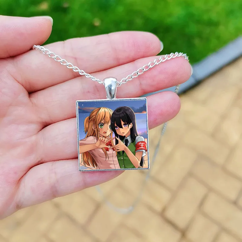 Citrus Anime Necklace for Women Girls Aihara Yuzu Girls Mei Aihara Art Poster Glass Cabochon Pendant Chain Fashion Jewelry Gift