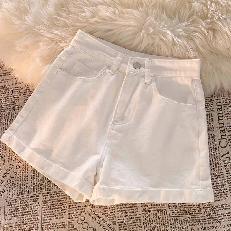 Light blue Denim Shorts Women's Streetwear 2026 Summer New Thin style High waist Slim Denim Hot pants Woman Short Casual Jeans