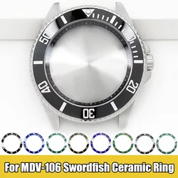 For Casio MDV-106 Swordfish Green Luminous pip at 12 Sloping Ceramic Bezel Insert 41x32.8mm Black Blue Replacement Of Watch part