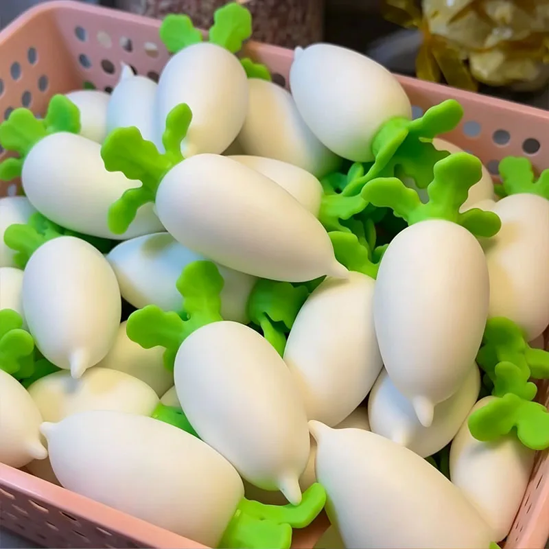 Crunchy White Radish Squishy Stress Ball Fidget Model Squeeze Round Blocks Filled ASMR Anti Stress Release ASMR Gift