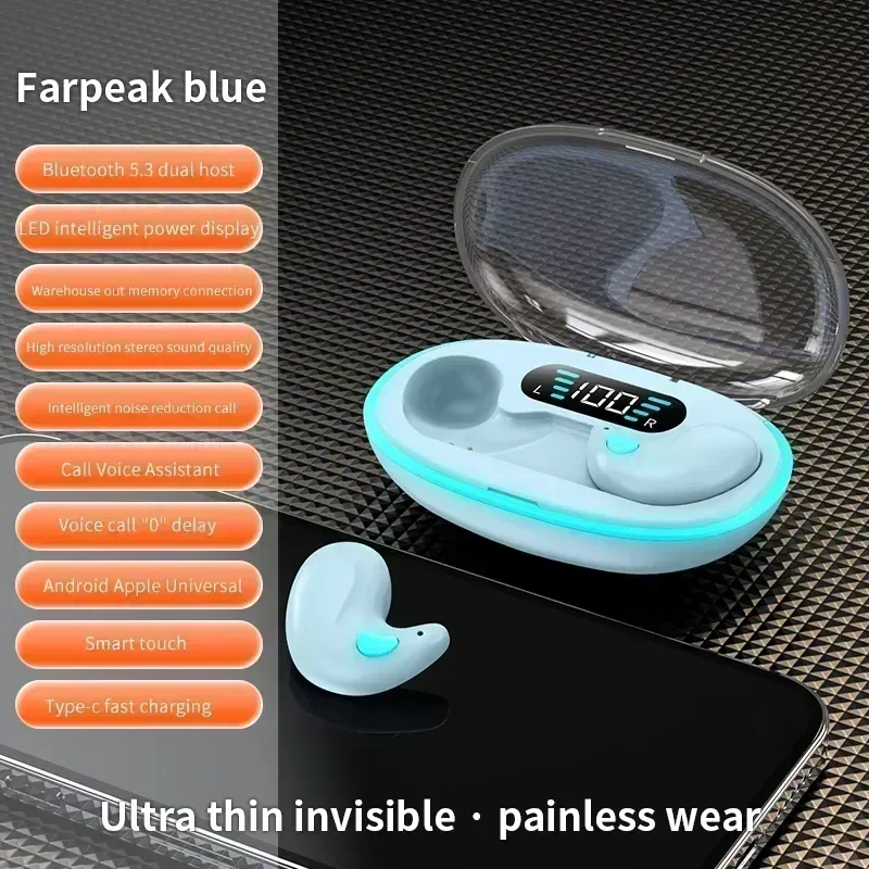 X55 Unsichtbare Kabellose Kopfhörer - TWS Bluetooth Unsichtbare In-Ear Geräuschunterdrückende Sport-Kopfhörer IPX5 Wasserbeständig – Detail 24