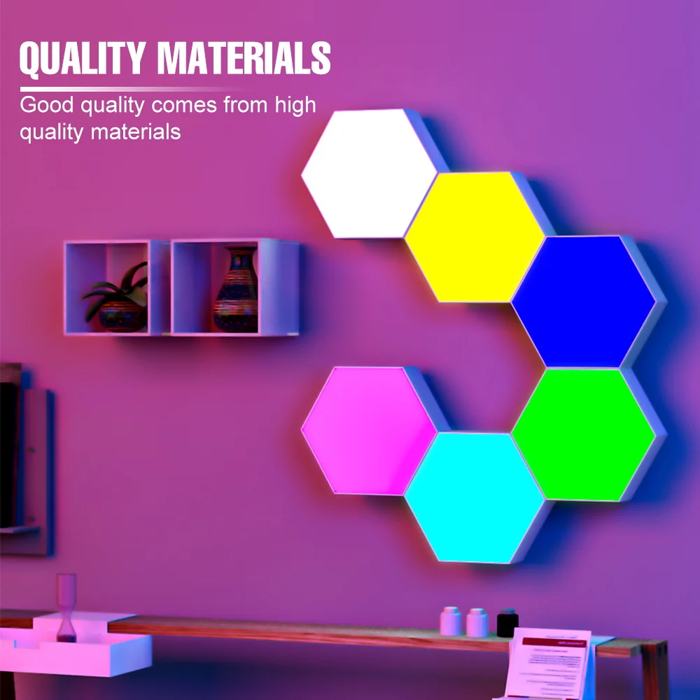 LED Nightlight RGB Honeycomb Hexagon Modular Quantum Lamp Bedroom Decorations DIY Creative Modern Wall Light DC5V Touch Dimming