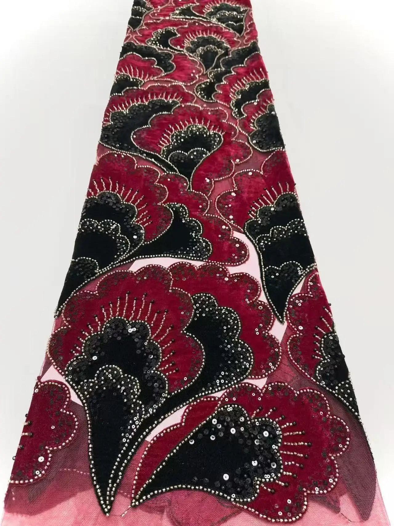 Luxe Franse tule netstof met pailletten, geborduurde 3D kant, Afrikaanse Nigeriaanse kant voor bruiloften, 5 yards (2025)