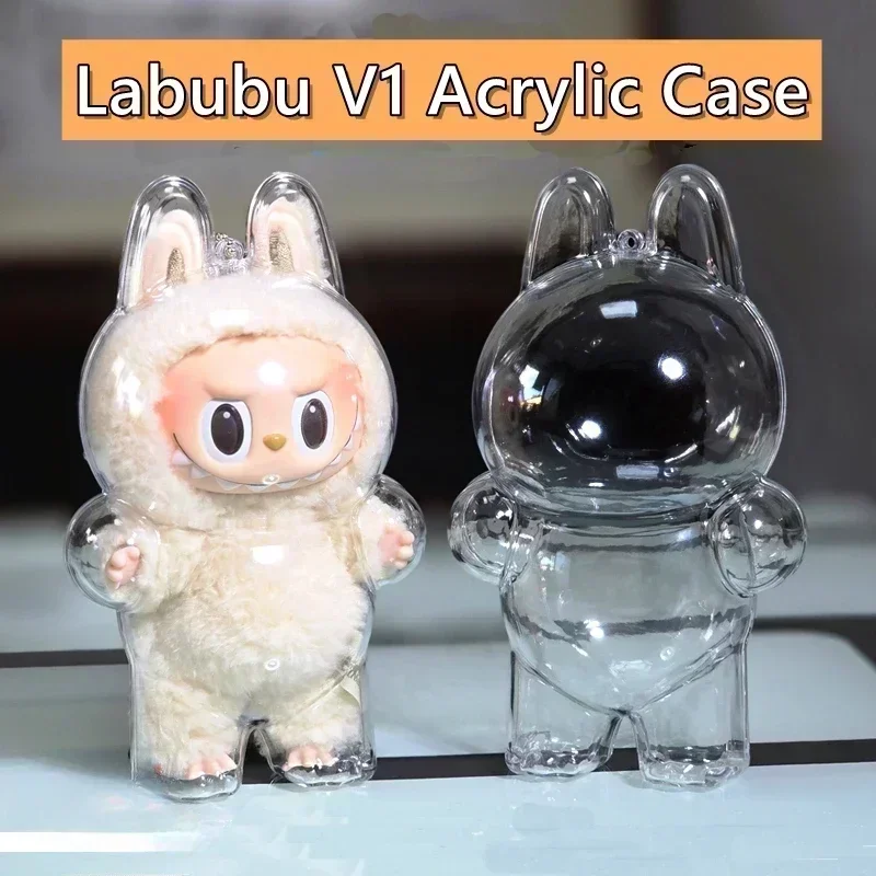 1 PC อะคริลิคสําหรับ Labubu V1 V2 ตุ๊กตากระเป๋าฟักทองฮาโลวีนโปร่งใสกล่องกรณี