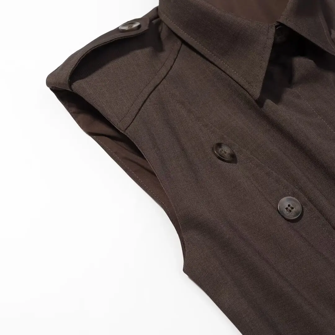 فستان KONDALA قصير نحيف مزدوج الصدر للنساء فستان غير رسمي بدون أكمام بطية صدر السترة 2025 فستان قصير أنيق للحفلات للسيدات