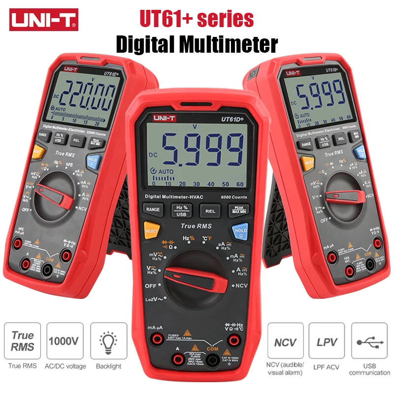 UNI-T Digital Multimeter UT61E Plus Series True RMS 1000V Auto Range Handheld Professional Tester Voltmeter multimeterAC/DC