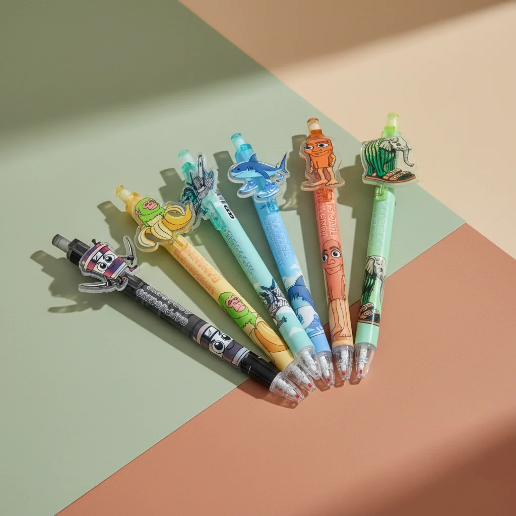 

6Pcs Tungtungtungsahur Black Gel Ink Pen 0.5mm Fine Point for Writing And Drawing Anime Figure Stationery Christmas Gift