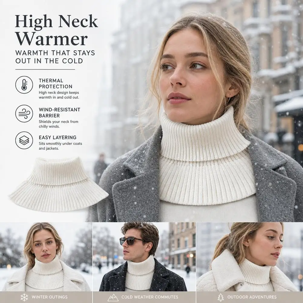 Turtleneck Collar Neck Warmer Thick Warm Fake Collar Shawl Detachable Winter Windproof Scarf Knitted Fake Collar Scarf