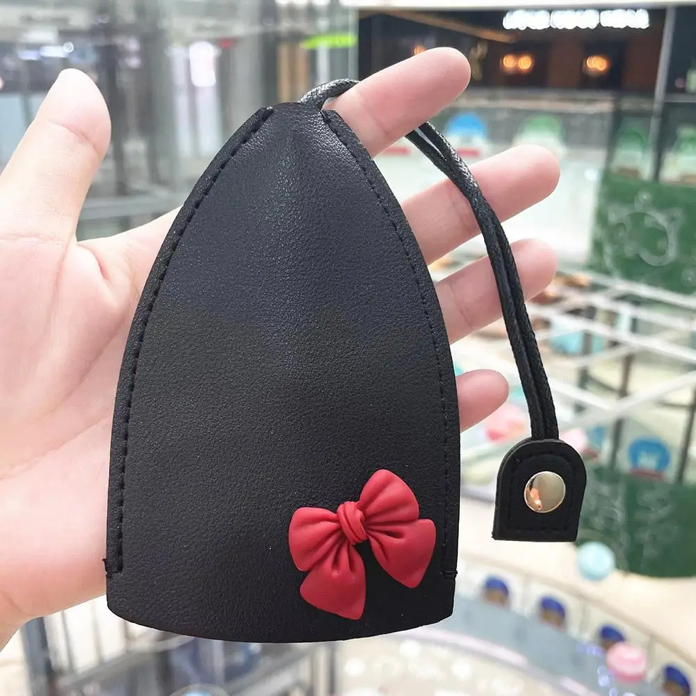 Kawaii Koki funda extraíble para llaves, soporte de cuero para llaves, lazo de flores encantador, bolso para llaves, billetera de bolsillo, llavero