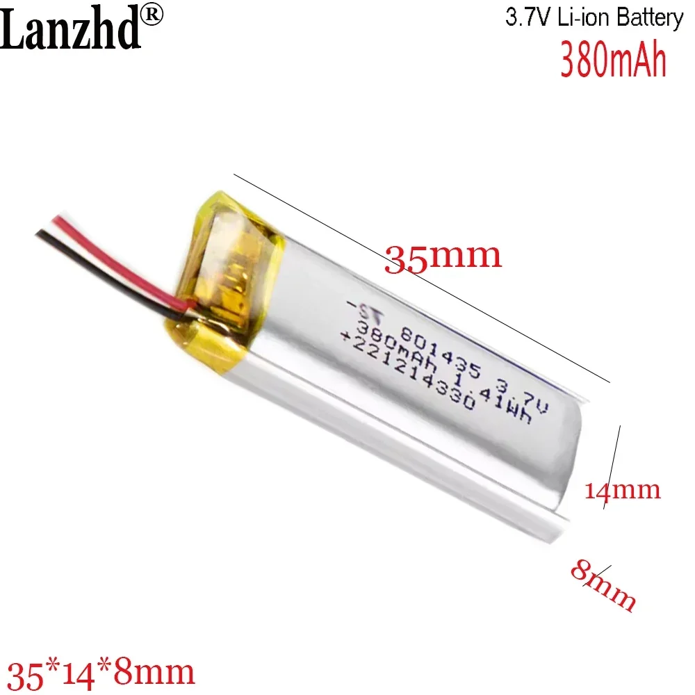 

1-12pcs 3.7V lithium polymer battery rechargeable battery Deep discharge 801435 380mah 550mAh lipo battery