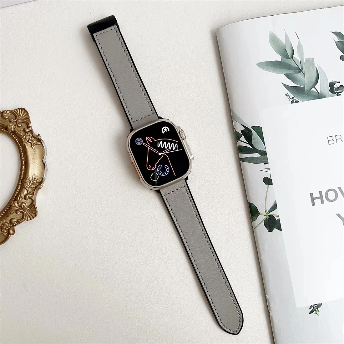 Apple Watch 밴드용 가죽 시계 스트랩 46mm 44mm 49mm 45mm 42mm 40mm 마그네틱 팔찌 iWatch 시리즈 10-Ultra 9-8-7-6-5-4-3-SE