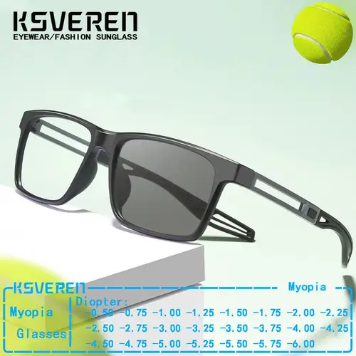 Gafas deportivas TR90 cuadradas para hombre, fotocromáticas para miopía, lentes transparentes, gafas de baloncesto terminadas para miopía, gafas que cambian de Color
