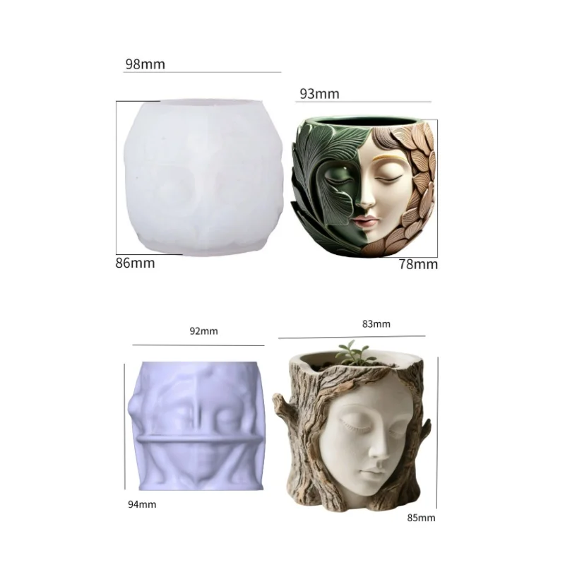 

Tree Shadow Face Silicone Mold for Resin Vase, Candle Cup, Artistic Plaster Decor Crafts