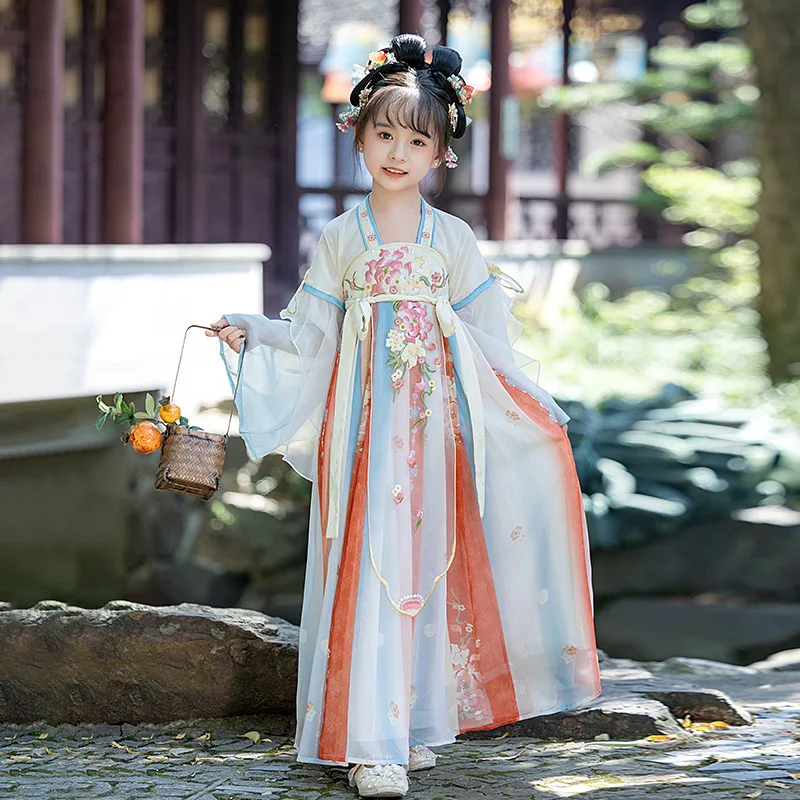 

Традиционный китайский древний костюм для девочек, детское платье ханьфу, праздничный наряд, сценическая одежда, детское повседневное платье, подарок на день рождения