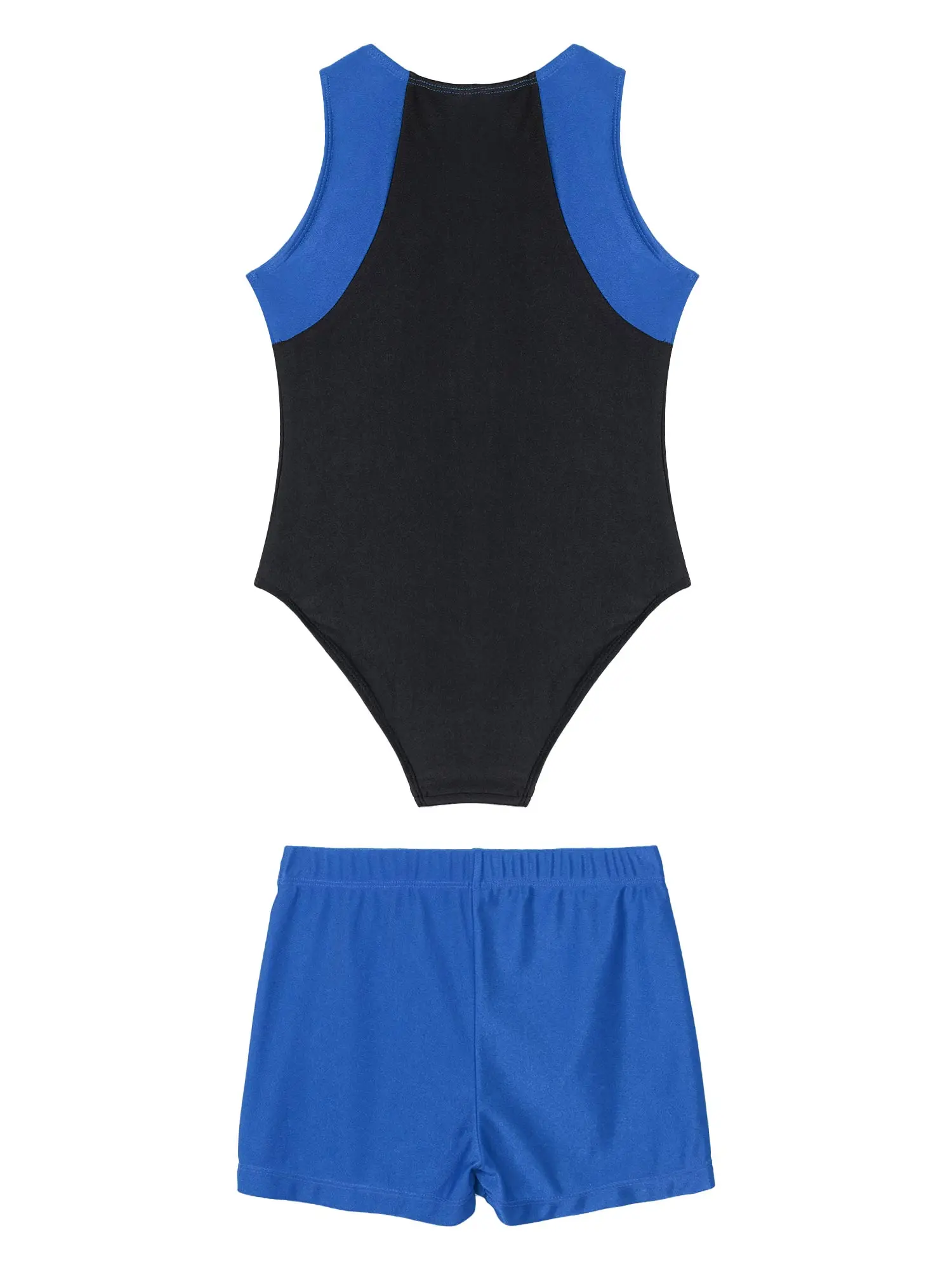 Boys Girls Ballet Dance Leotard Set Children Sleeveless Gymnastics Workout Yoga Sportswear Bodysuit Jumpsuit with Shorts Outfits