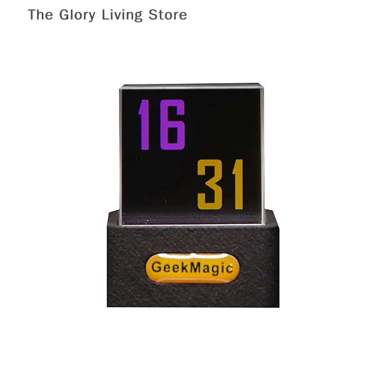 GeekMagic GIFTV Crystal Cube Photo Display Holográfico Desktop Estação Meteorológica Inteligente Relógio Digital com Álbum de Animações GIF