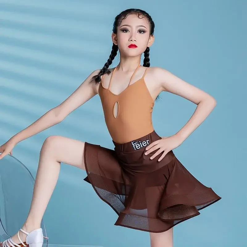 Vestidos infantiles para niñas, traje de competición de baile latino, puesta en escena, faldas de baile divididas estándar, traje, ropa de Tango