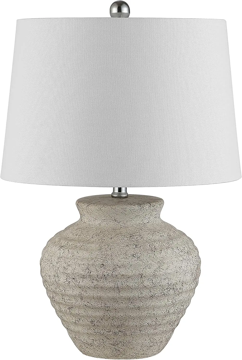 Rustic Farmhouse Light Grey Ceramic 23-inch Table Lamp for Bedroom, Living Room, Office - LED Included