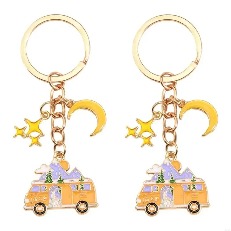 2 Pack Camping Car Keyrings Campervan Chains Adornment Alloy Texture
