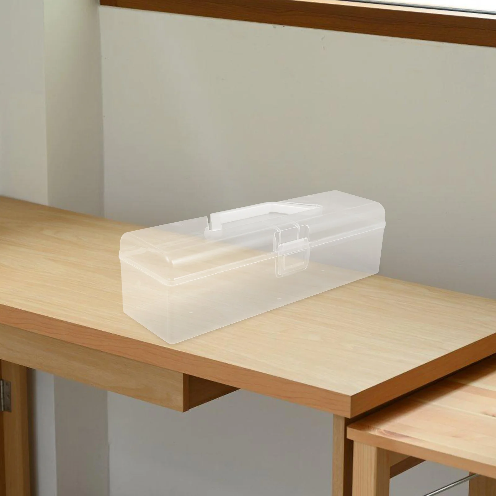 

Clear Plastic Tool With Handle Multi-Function Storage Container For Craft Sewing Supplies Transparent Organizer Box