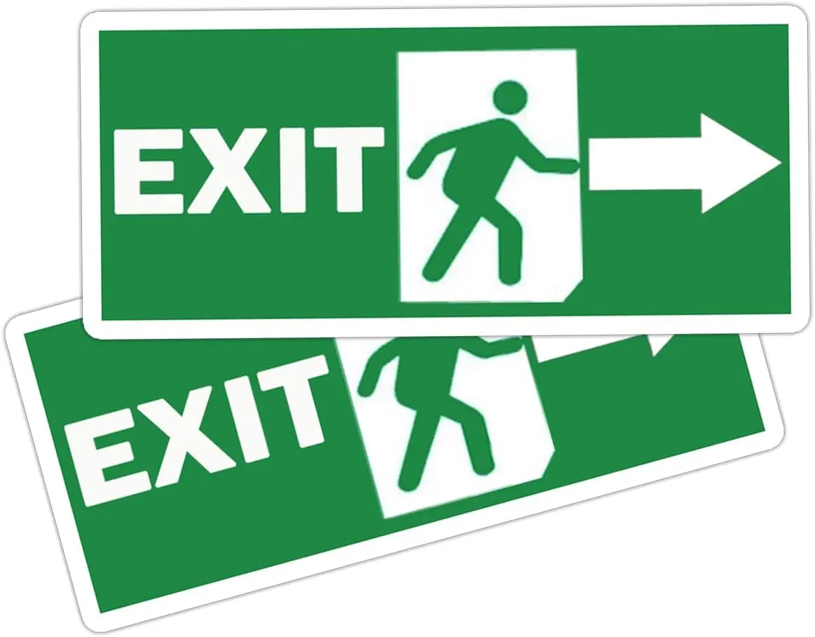 Exit Signs Stickers,9 x 5 Inch Exit Right Arrow Sticker Vinyl Decal for Office, Buildings, Workplace, Indoor & Outdoor,8 Pcs