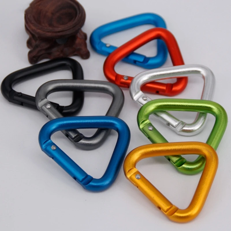 Carabiner Clip Triangular Climbing Buckle Aluminum Alloys Heavy Duties Locking Hook for Camping Fishing Hiking Travel