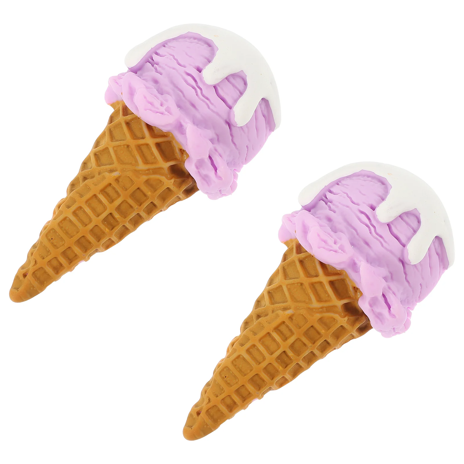 2 Pcs Fake Ice Cream Cone Prop Simulated Mold Dessert Shop Display Accessories Gum Toy Food