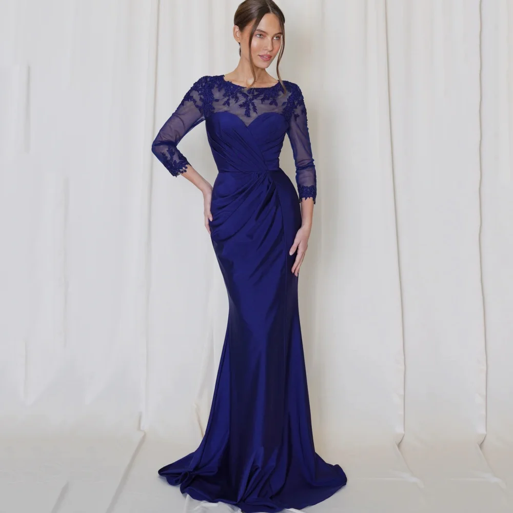 Customized Simple Formal Occasion Mother Dresses Elegant Mermaid O Neck Wedding Party Gowns Floor Length New Applique Dress