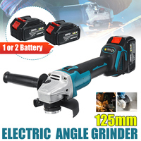 Drillpro 125mm Brushless Electric Angle Grinder with 0/2 Battery Adjustable Speed Polishing Power Tool for 18V Battery