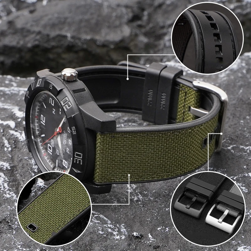 Bracelet en silicone pour montre, 20 mm, 22 mm, 24 mm, pour Swatch X Blancpain Army Sport, à libération rapide, étanche, pour Seiko