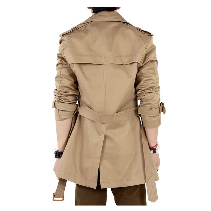 

Autumn Spring Trench Coat Men Slim Korean Double-Breasted Mid-Length Fashion Jacket Winter Cosplay Costumee;5'b\7/m'