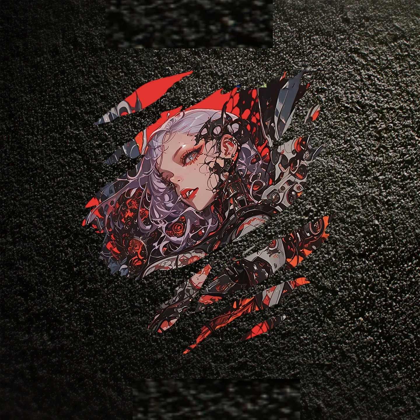 Cyberpunk Anime Girl Claw Scratch Vinyl Sticker, Sci-Fi Decal for Car Window Motorcycle Laptop view 4
