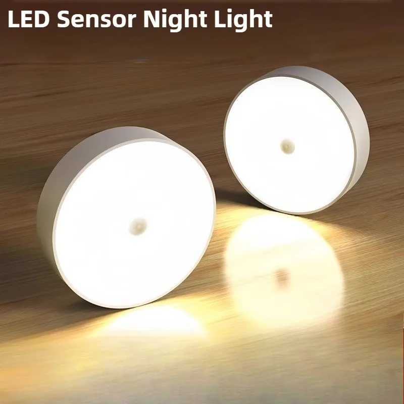 LED تحسس ضوء الليل USB شحن الذكية تحسس المغناطيسي جولة أباجورة تغذية الطفل مصباح خزانة الدرج الممر الجدار مصباح