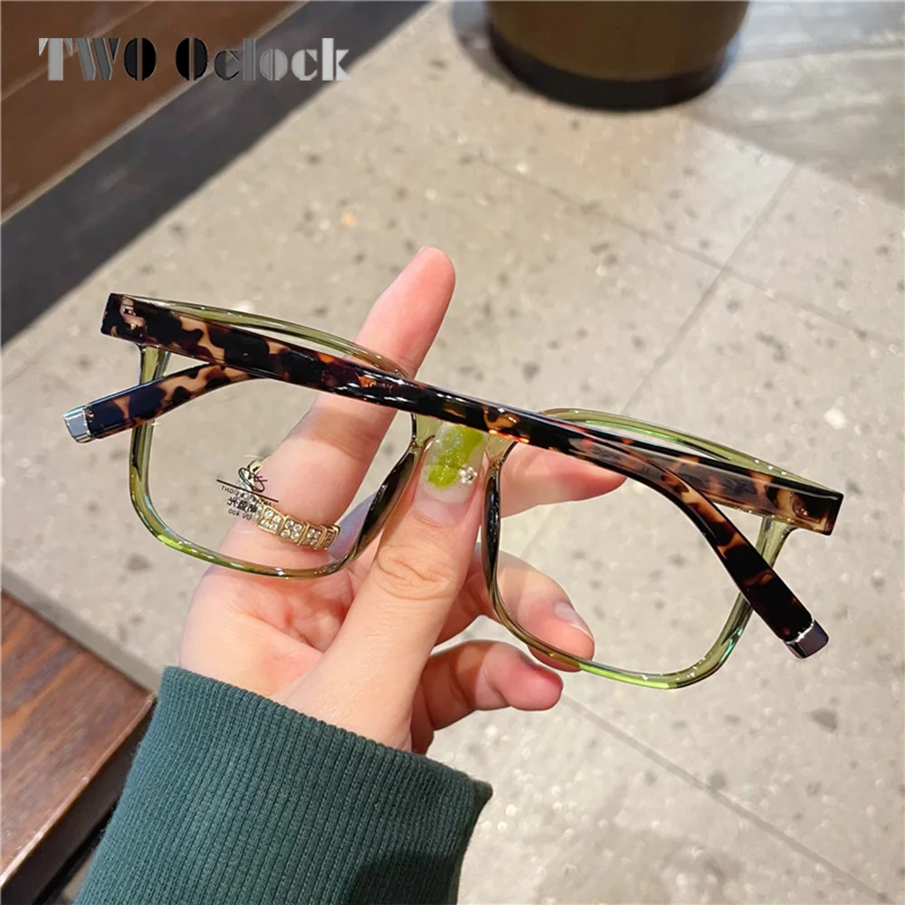 Vintage Square Green Glasses Women Clear No Grade Myopia Prescription Optical Frames Transparent Glasses Men Rivet Eyeglasses